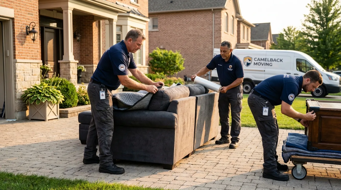 Large estate moving crew wrapping furniture in Flatonia, TX